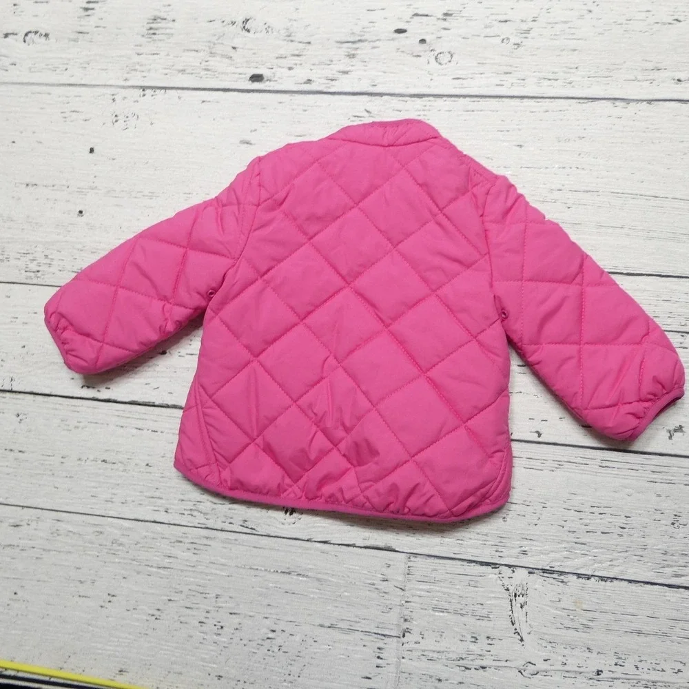 Ralph Lauren Jacket Baby Girls 3-6 Months Pink Quilted Puffer Coat Zip Winter
